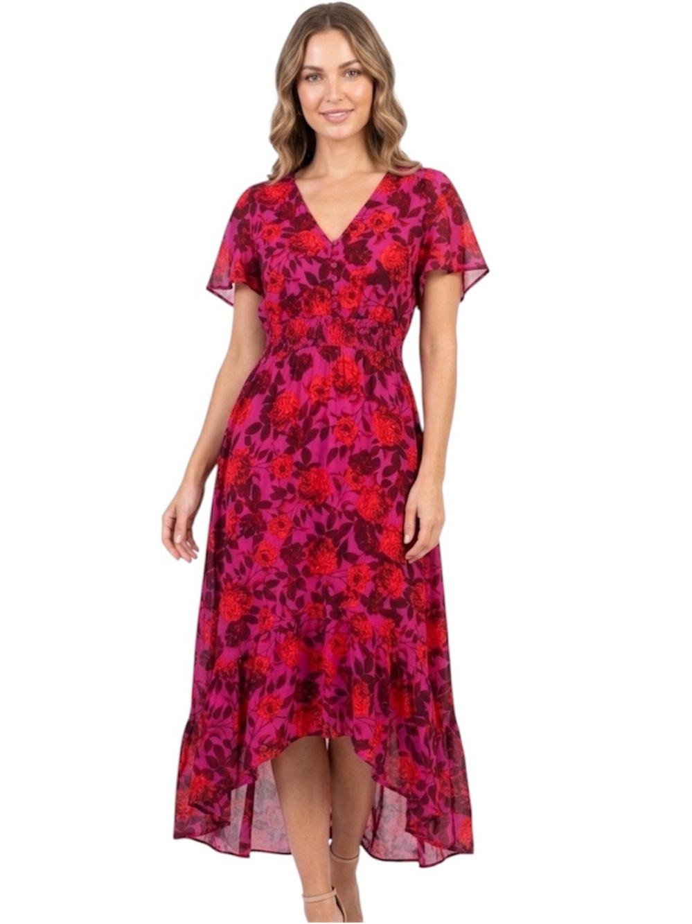 Abel the Label Floral High-Low Midi Dress